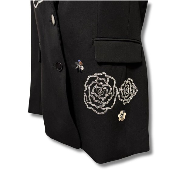 Karl Lagerfeld Paris Embellished Rose Motif Holiday Blazer • NWT $219 • Size 10 - Picture 13 of 14